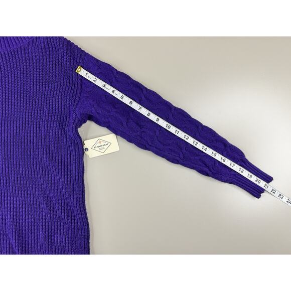 St. John’s Bay Women’s Chunky Turtleneck Sweater S Melrose Purple Cable Knit NWT - Picture 6 of 10